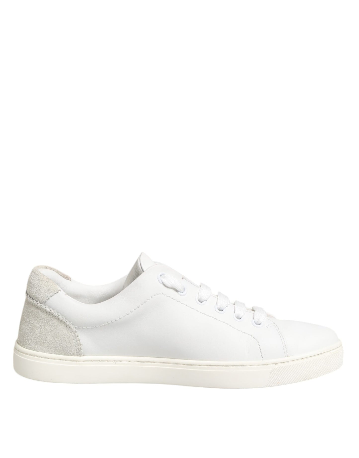 Dolce &amp; Gabbana White Gray Leather Low Top Sneakers Shoes