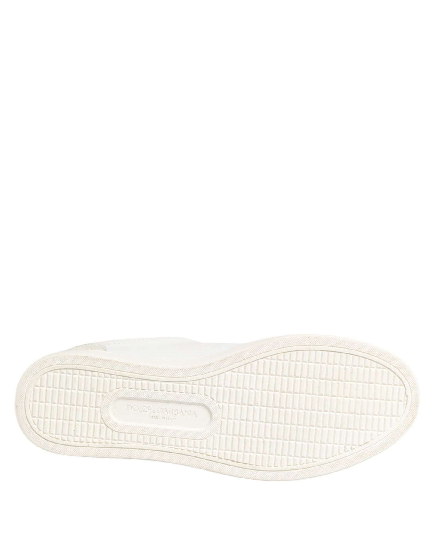 Dolce &amp; Gabbana White Gray Leather Low Top Sneakers Shoes