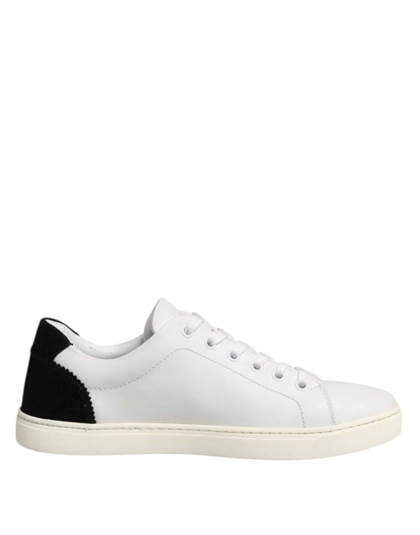Dolce &amp; Gabbana White Black Leather Low Top Sneakers Shoes