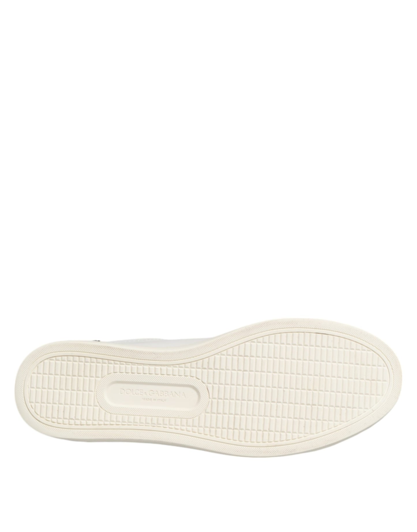 Dolce &amp; Gabbana White Black Leather Low Top Sneakers Shoes