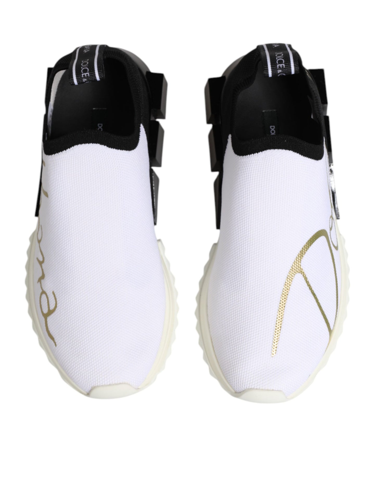 Dolce &amp; Gabbana White Black Low Top Sorrento Sneakers Shoes