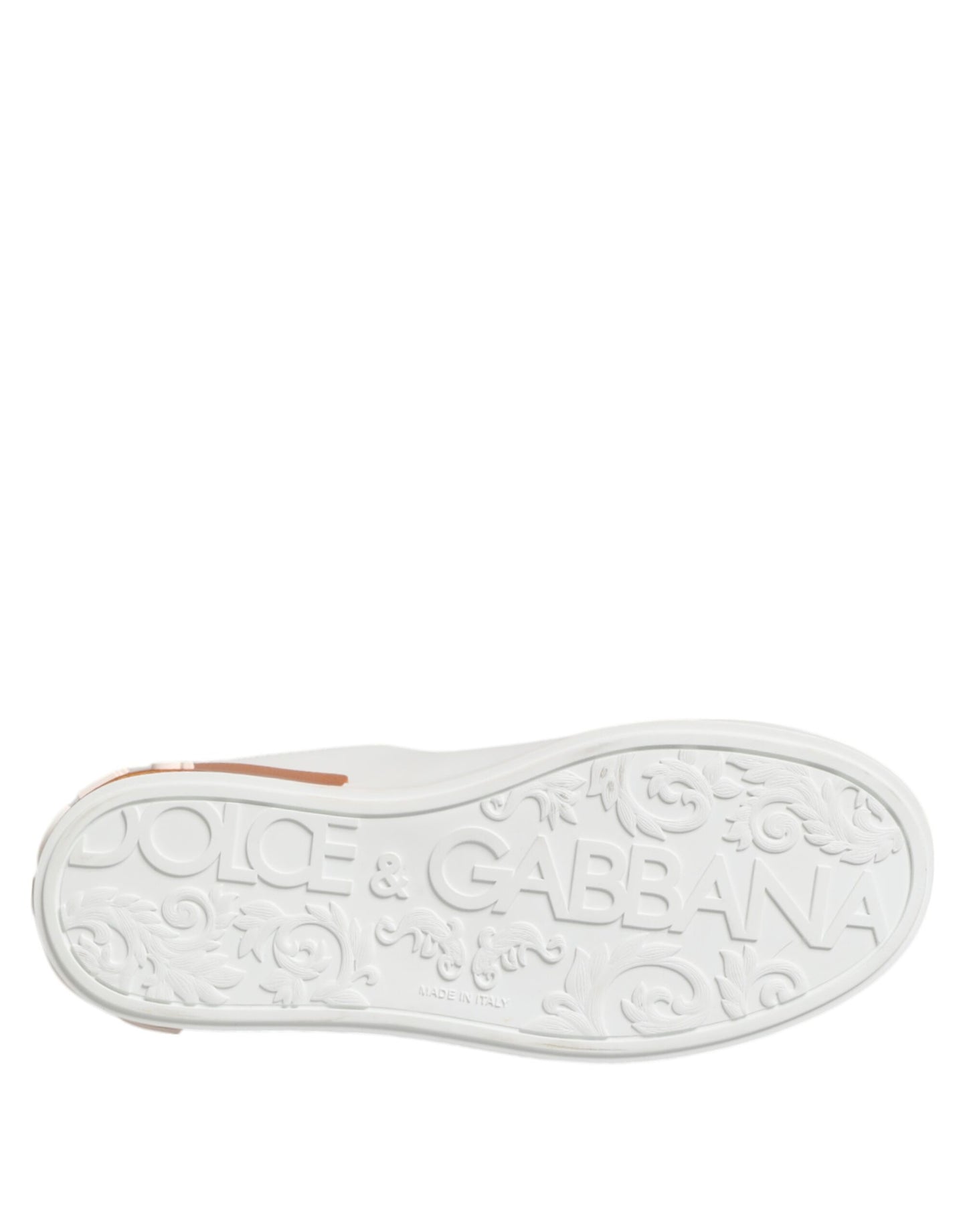 Dolce &amp; Gabbana White Orange Leather Low Top Sneakers Shoes