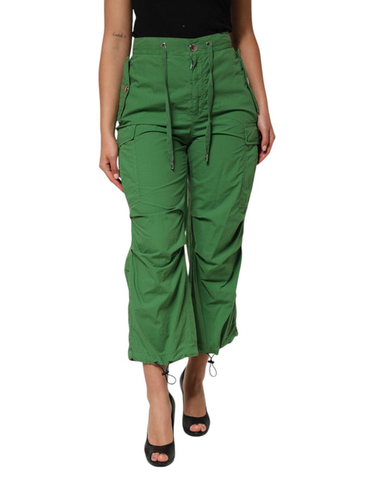 Dolce &amp; Gabbana Green Cotton High Waist Cargo Trouser Pants