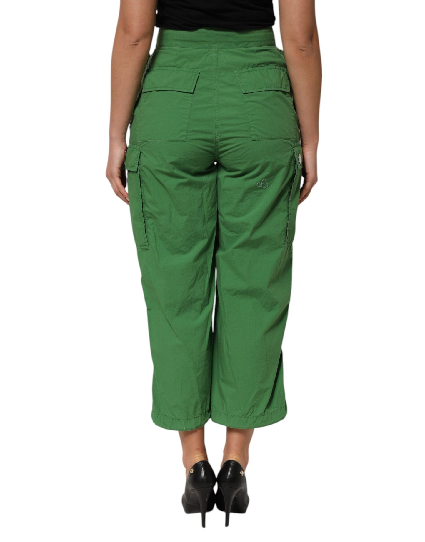 Dolce &amp; Gabbana Green Cotton High Waist Cargo Trouser Pants