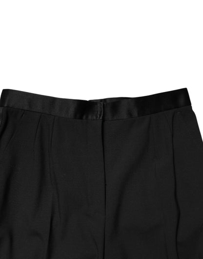 Dolce &amp; Gabbana Black Wool HighWaist Tapered Trouser Pants