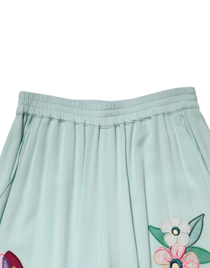 Dolce &amp; Gabbana Green Floral Garterized Straight Pajama Pants