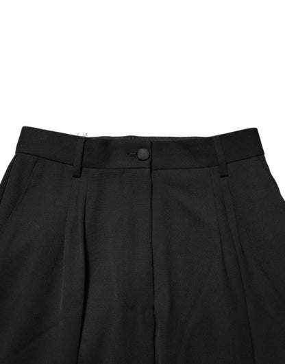 Dolce &amp; Gabbana Black Zip Detailed Wool Straight Leg Pants
