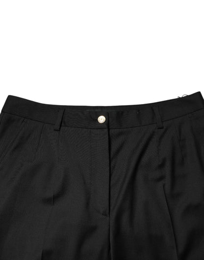 Dolce &amp; Gabbana Black Polyester Tapered Women Trouser Pants