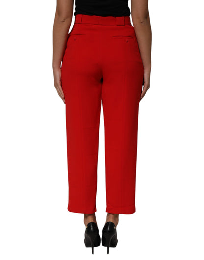 Dolce &amp; Gabbana Red HighWaist Straight Women Trouser Pants
