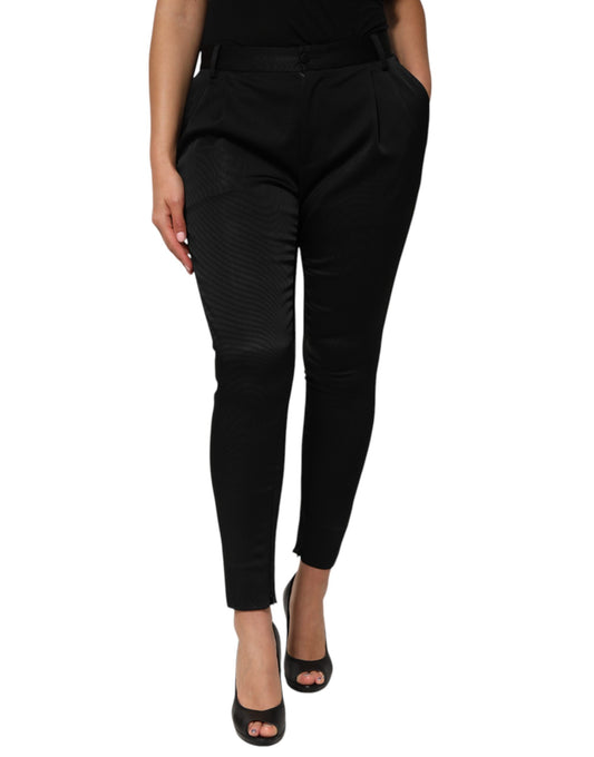Dolce &amp; Gabbana Black Acetate HighWaist Tapered Trouser Pants