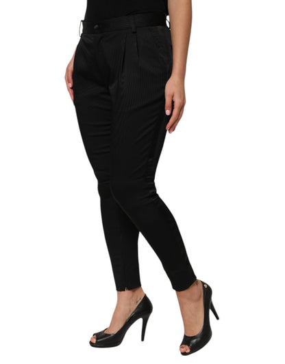 Dolce &amp; Gabbana Black Acetate HighWaist Tapered Trouser Pants