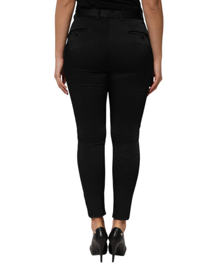 Dolce &amp; Gabbana Black Acetate HighWaist Tapered Trouser Pants