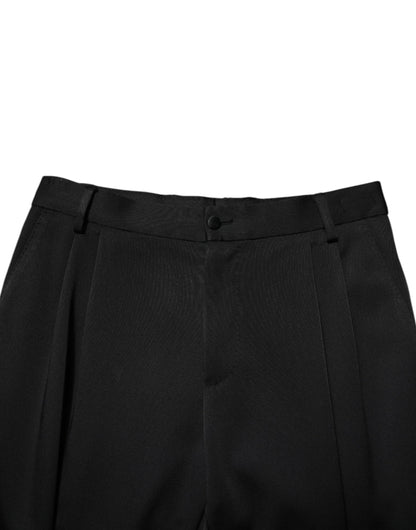 Dolce &amp; Gabbana Black Acetate HighWaist Tapered Trouser Pants