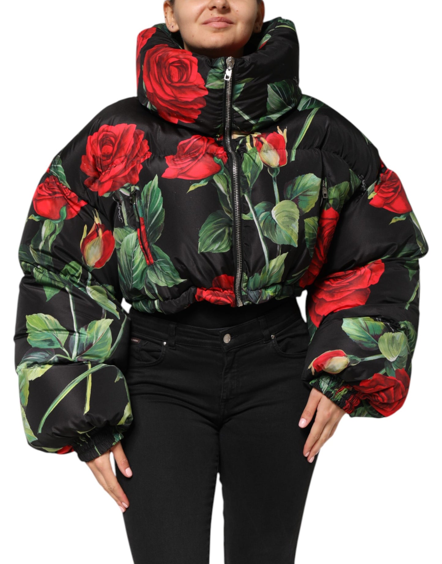 Dolce &amp; Gabbana Multicolor Floral Puffer Coat Full Zip Jacket