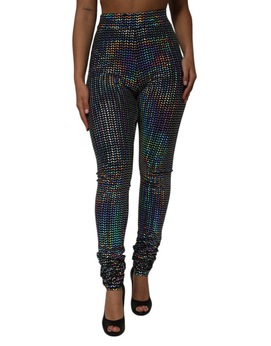 Dolce &amp; Gabbana Multicolor Sequined Leggings Trouser Pants