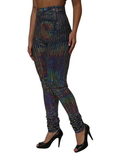 Dolce &amp; Gabbana Multicolor Sequined Leggings Trouser Pants