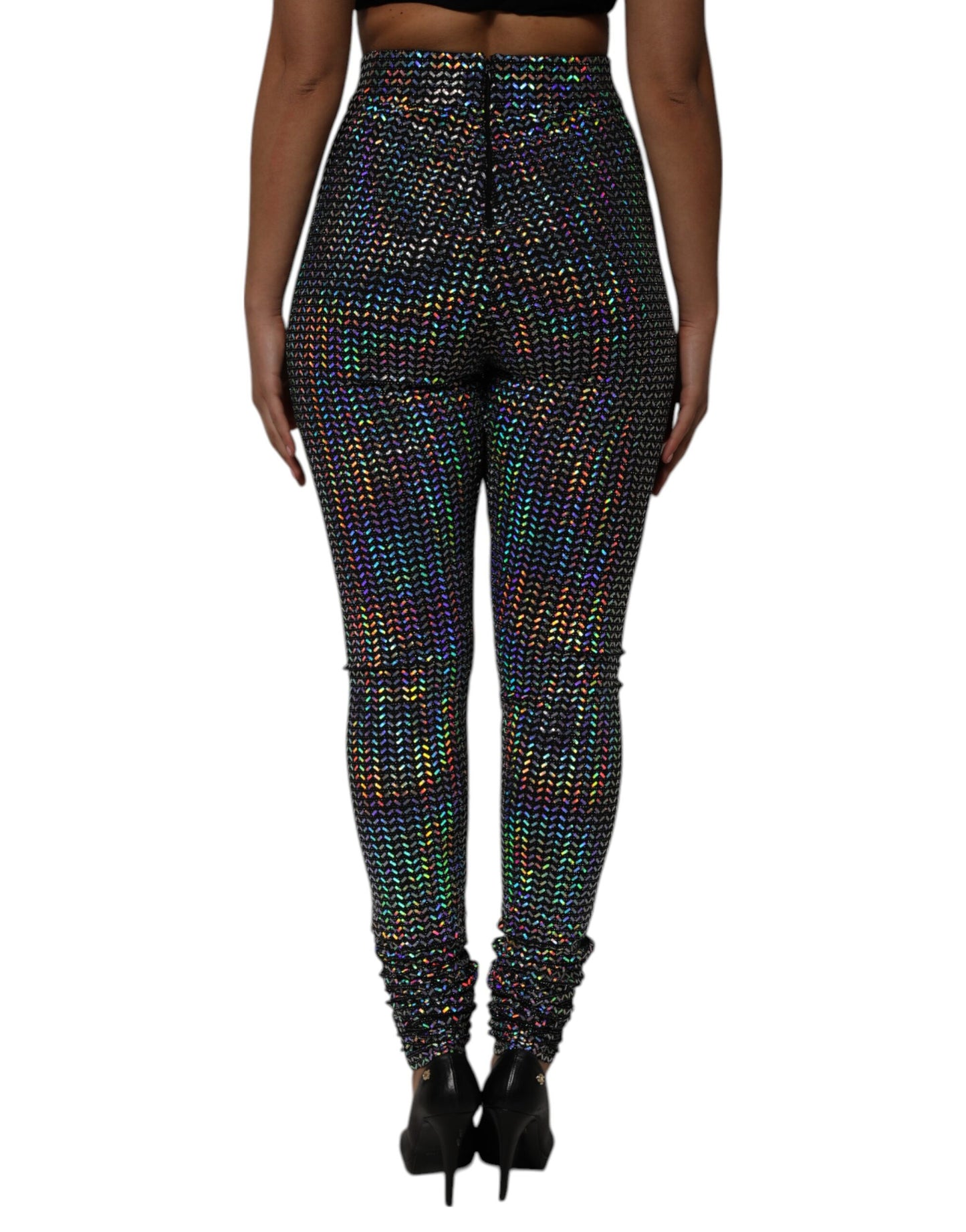 Dolce &amp; Gabbana Multicolor Sequined Leggings Trouser Pants