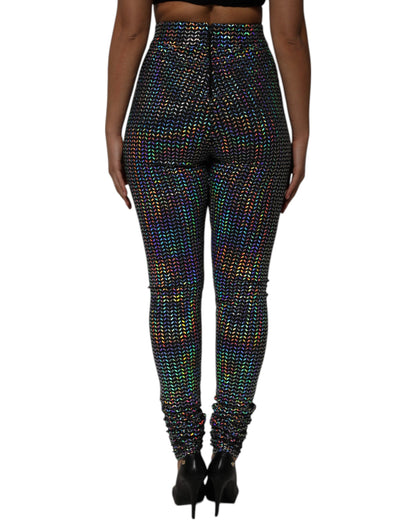 Dolce &amp; Gabbana Multicolor Sequined Leggings Trouser Pants