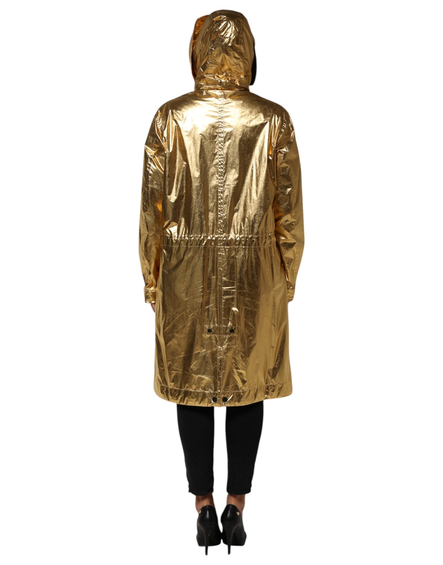 Dolce &amp; Gabbana Gold Hooded Long Sleeves Trench Coat Jacket