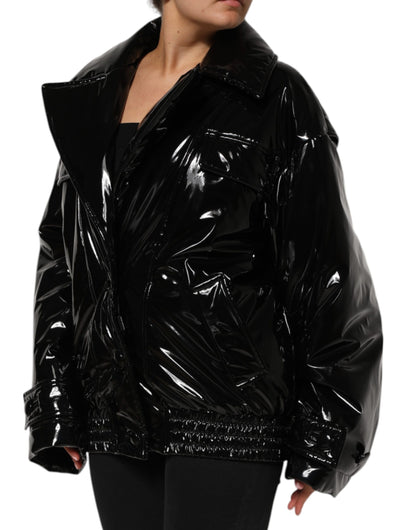Dolce &amp; Gabbana Polyester Black Quilted Puffer Coat Jacket