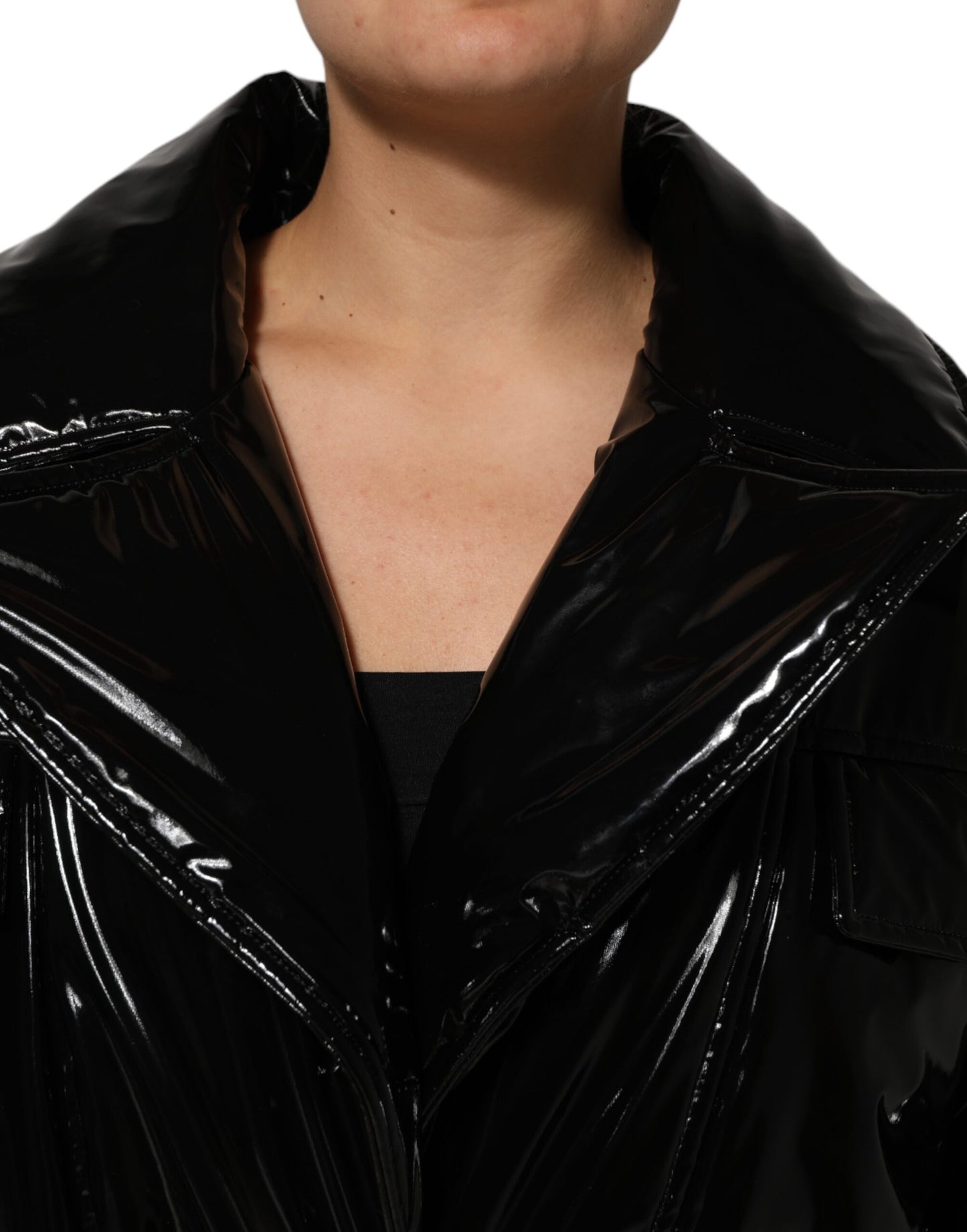 Dolce &amp; Gabbana Polyester Black Quilted Puffer Coat Jacket