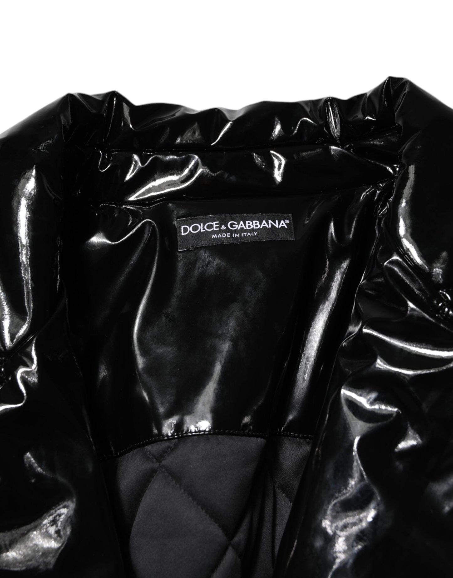 Dolce &amp; Gabbana Polyester Black Quilted Puffer Coat Jacket