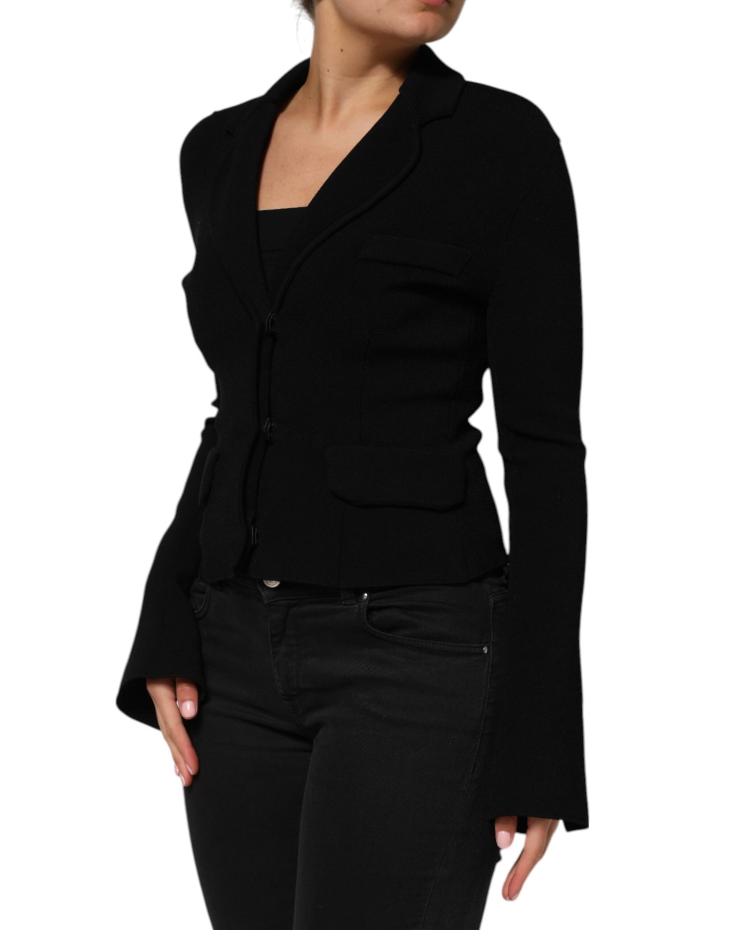 Dolce &amp; Gabbana Black Viscose Single Breasted Blazer Jacket
