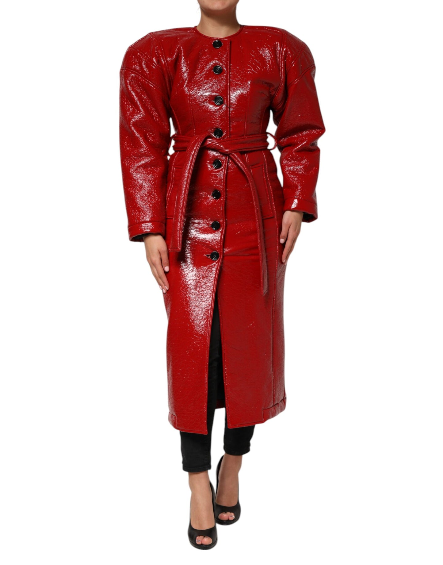 Dolce &amp; Gabbana Red Wool Single Breasted Trench Coat Jacket