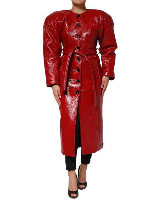 Dolce &amp; Gabbana Red Wool Single Breasted Trench Coat Jacket