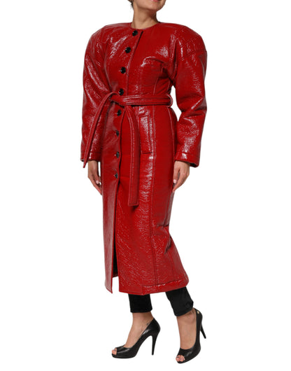 Dolce &amp; Gabbana Red Wool Single Breasted Trench Coat Jacket