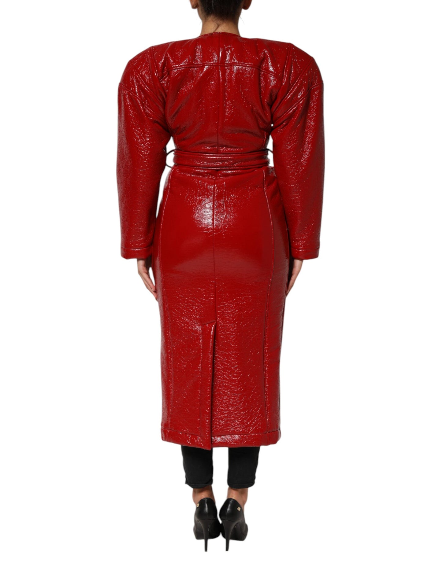 Dolce &amp; Gabbana Red Wool Single Breasted Trench Coat Jacket