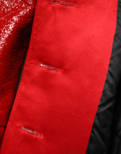 Dolce &amp; Gabbana Red Wool Single Breasted Trench Coat Jacket