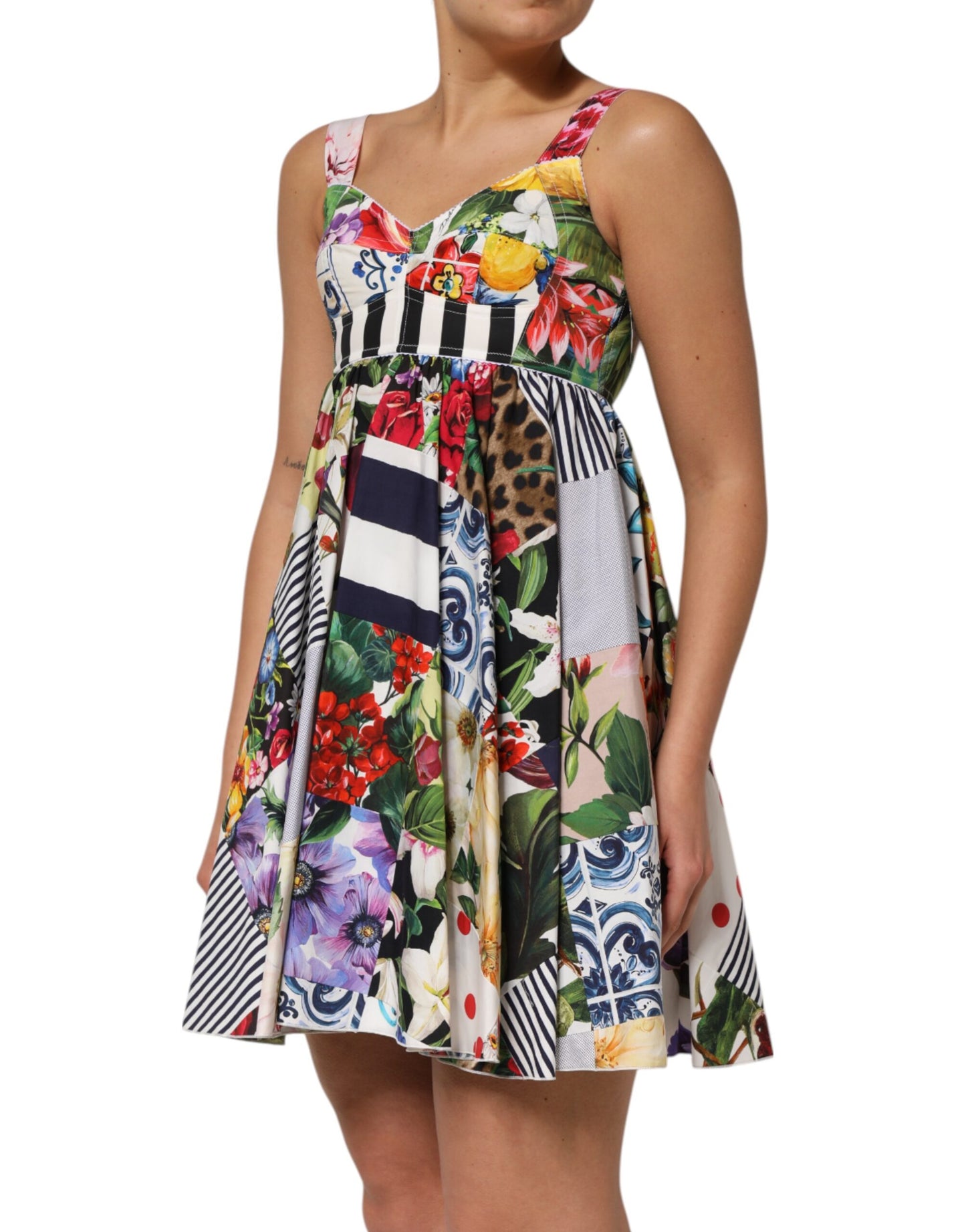 Dolce &amp; Gabbana Multicolor Patchwork Cotton AlineMini Dress