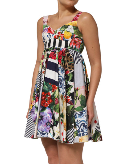 Dolce &amp; Gabbana Multicolor Patchwork Cotton AlineMini Dress
