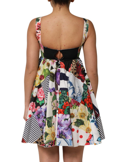 Dolce &amp; Gabbana Multicolor Patchwork Cotton AlineMini Dress