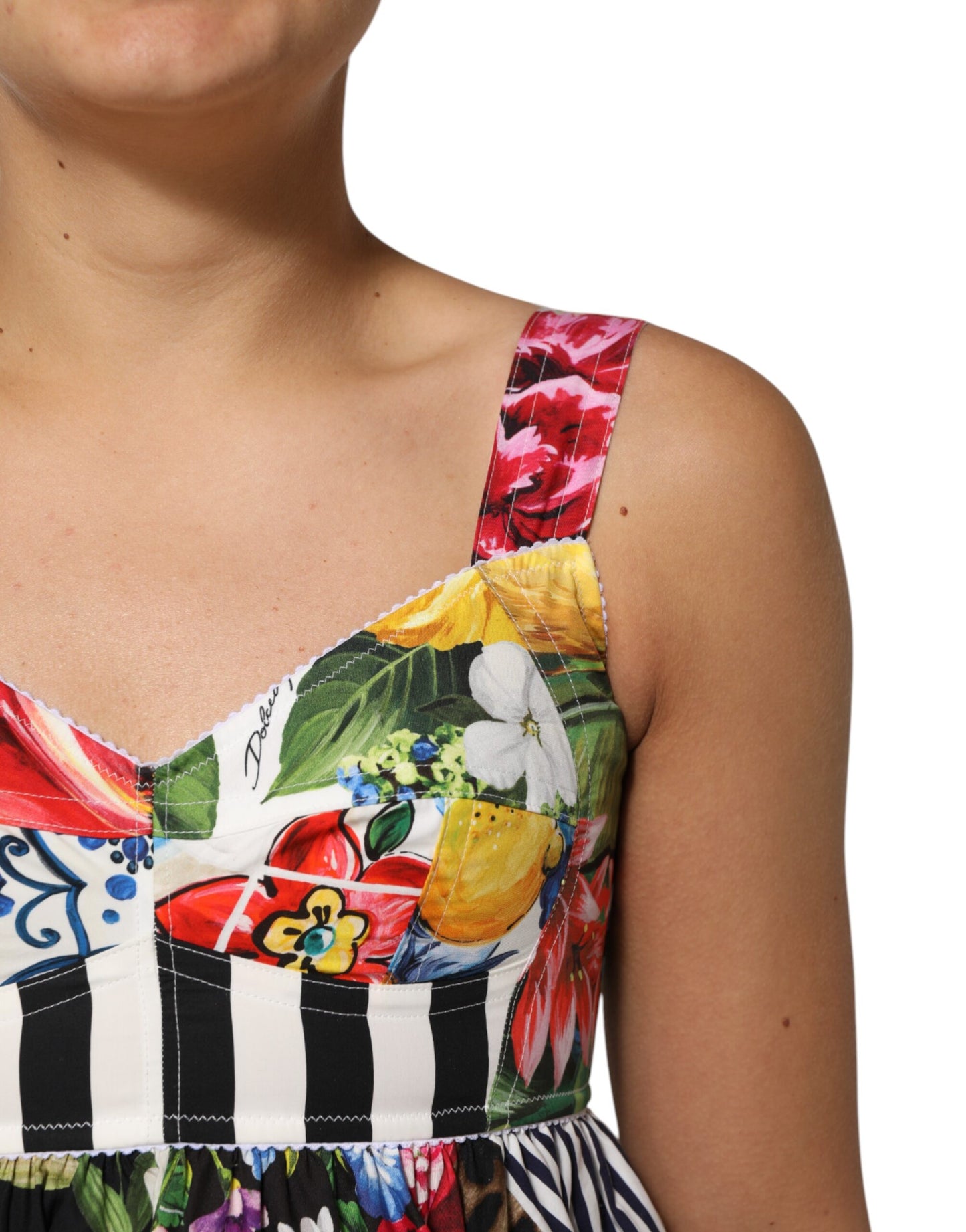 Dolce &amp; Gabbana Multicolor Patchwork Cotton AlineMini Dress