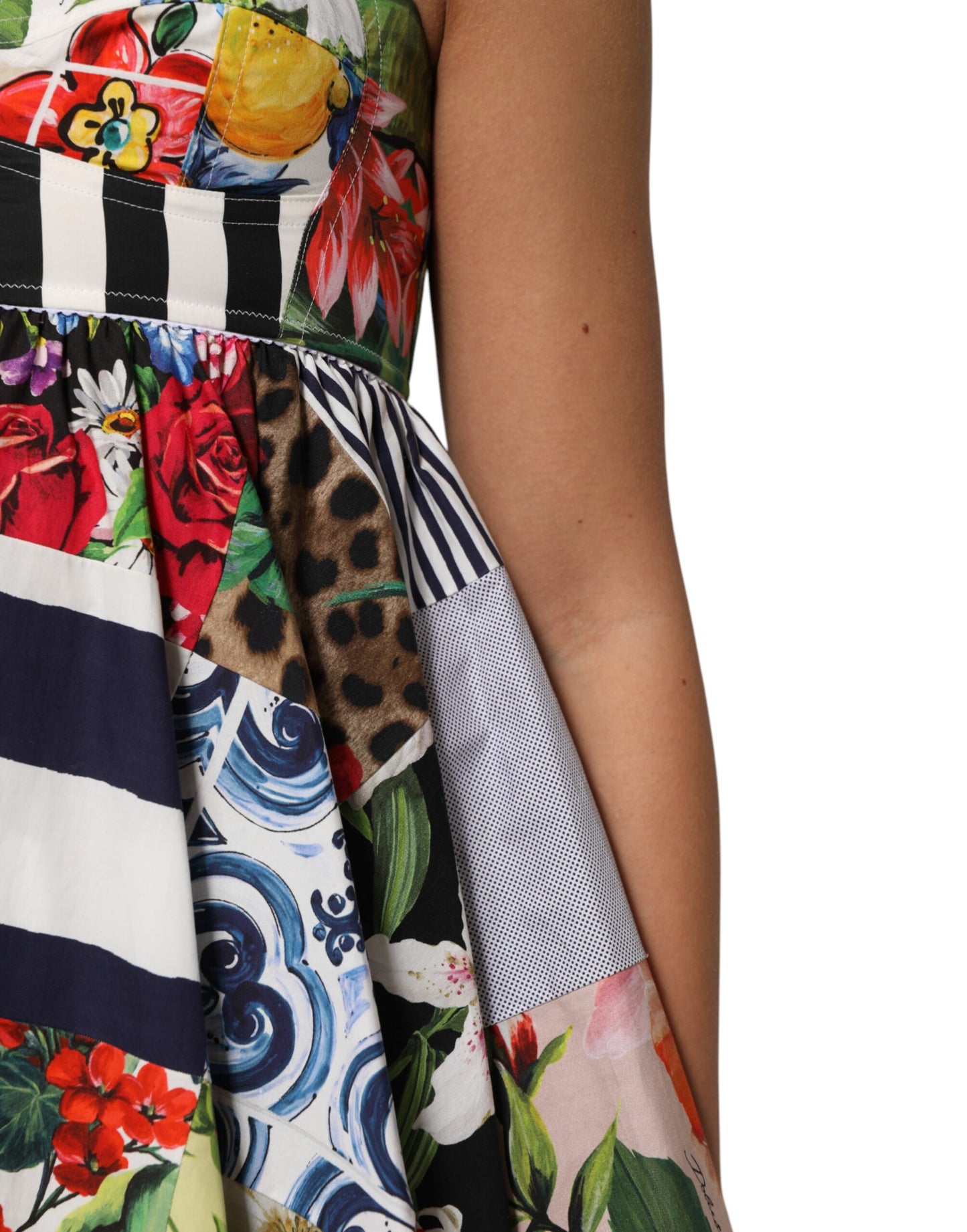 Dolce &amp; Gabbana Multicolor Patchwork Cotton AlineMini Dress