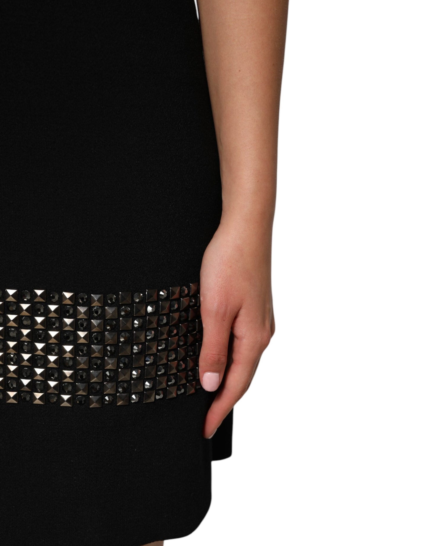 Dolce &amp; Gabbana Black Crystal Embellished Collared Mini Dress