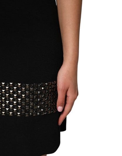 Dolce &amp; Gabbana Black Crystal Embellished Collared Mini Dress