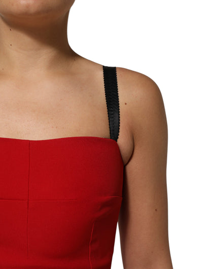Dolce &amp; Gabbana Red Stretch Bodycon Sheath Knee Length Dress