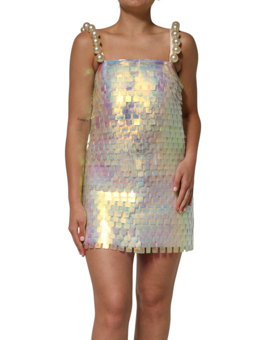 Dolce &amp; Gabbana Multicolor Sequin Holographic Mini Dress