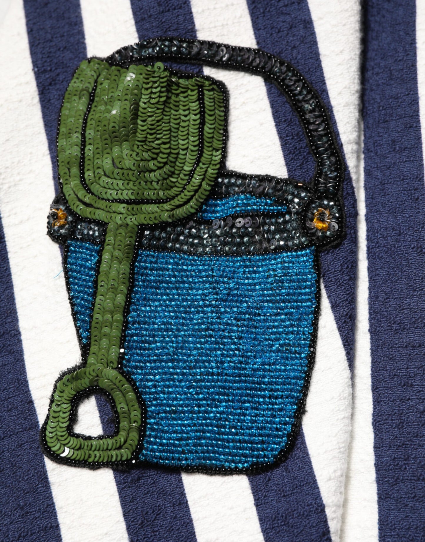 Dolce &amp; Gabbana Blue White Striped Embroidered A-line Dress