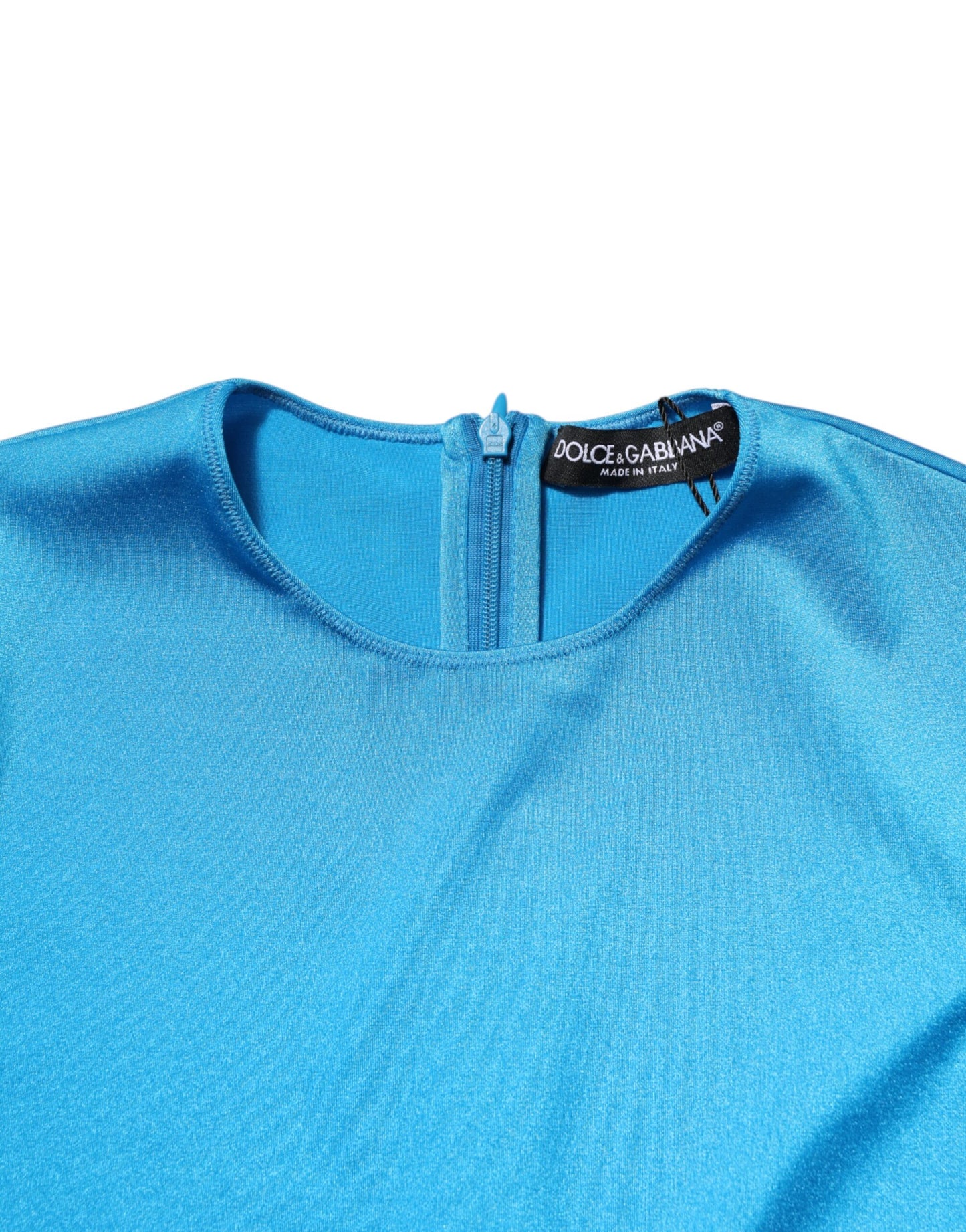 Dolce &amp; Gabbana Blue Nylon Crew Neck Bodycon Jumpsuit Dress
