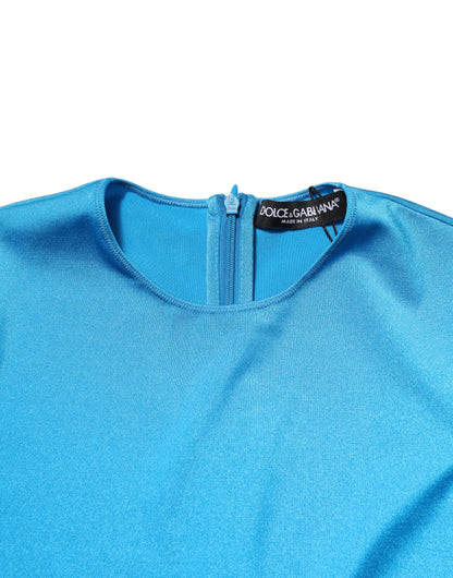 Dolce &amp; Gabbana Blue Nylon Crew Neck Bodycon Jumpsuit Dress