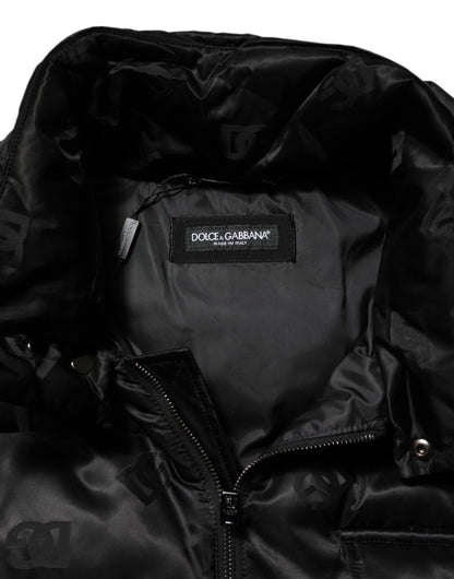 Dolce &amp; Gabbana Black Quilted Sleeveless Hooded Vest Jacket