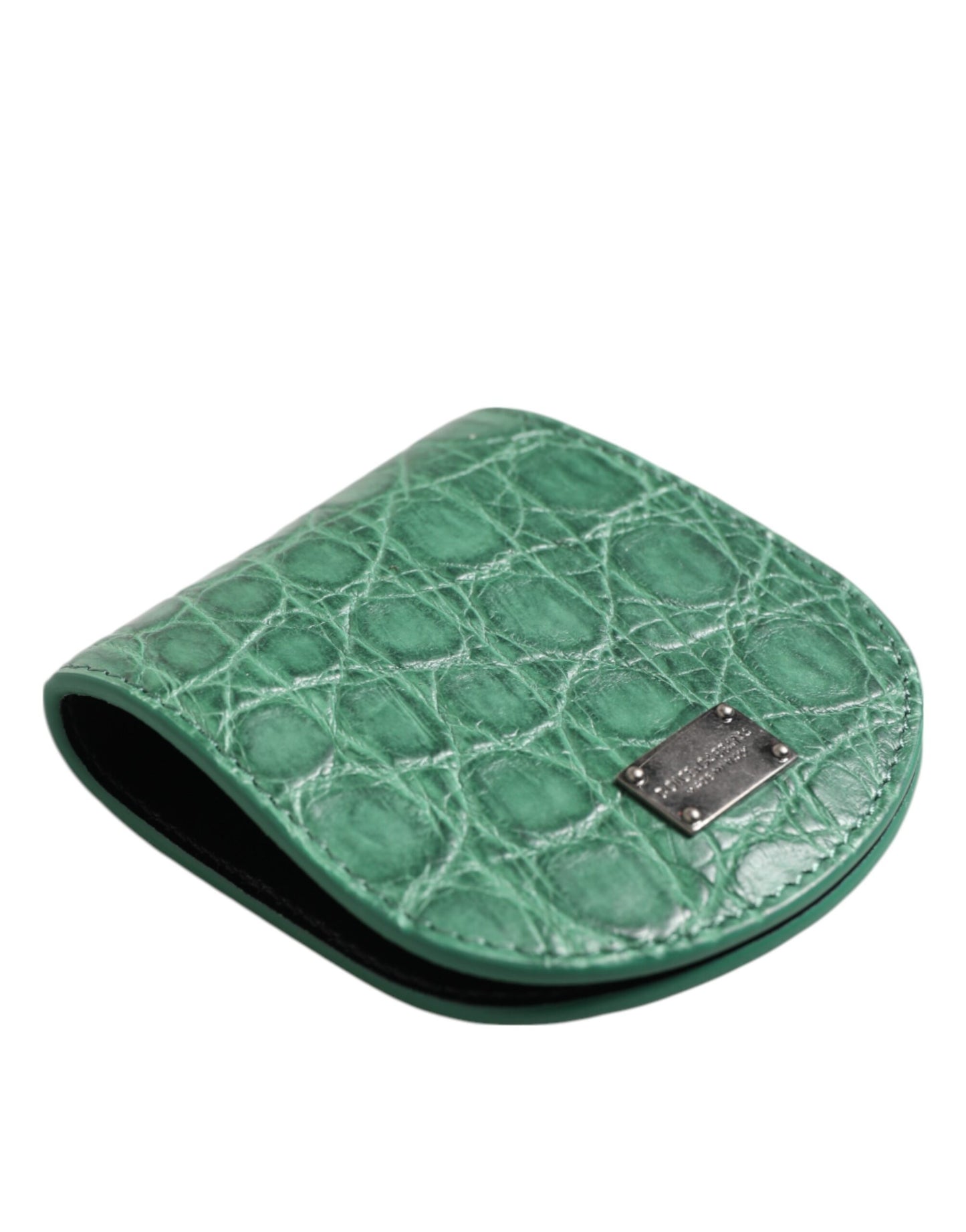 Dolce &amp; Gabbana Green Exotic Skin Coin Condom Case Holder Pocket Wallet