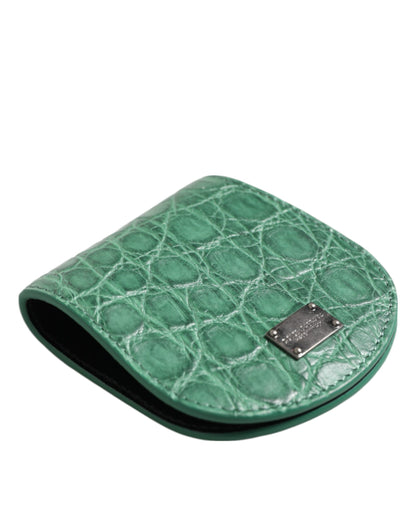 Dolce &amp; Gabbana Green Exotic Skin Coin Condom Case Holder Pocket Wallet