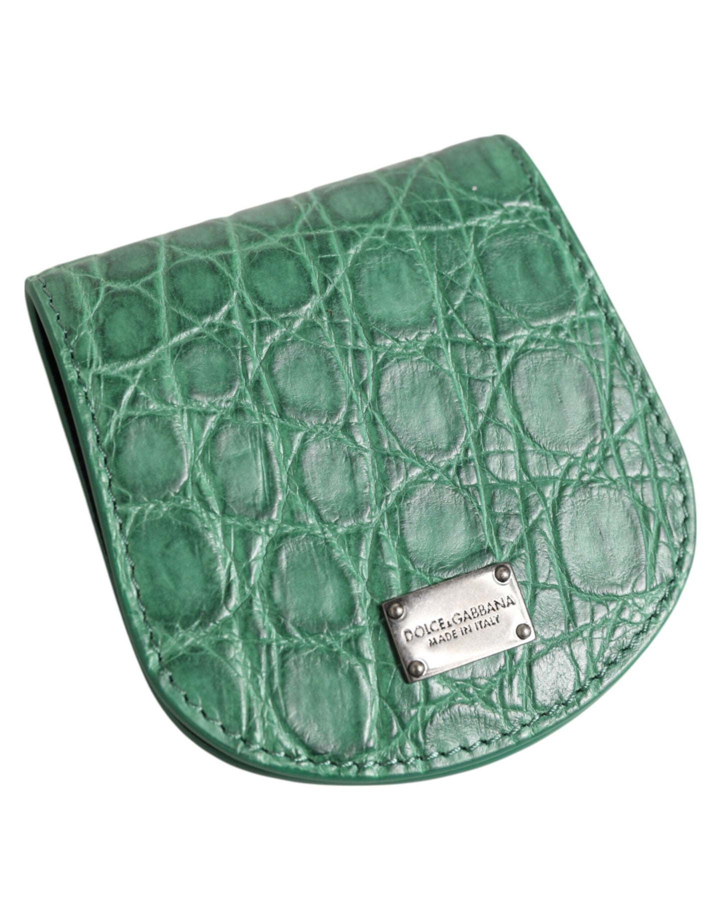 Dolce &amp; Gabbana Green Exotic Skin Coin Condom Case Holder Pocket Wallet