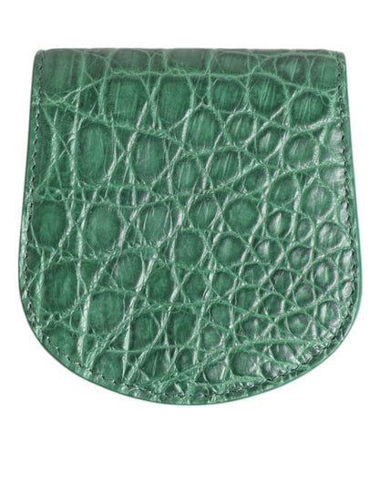 Dolce &amp; Gabbana Green Exotic Skin Coin Condom Case Holder Pocket Wallet