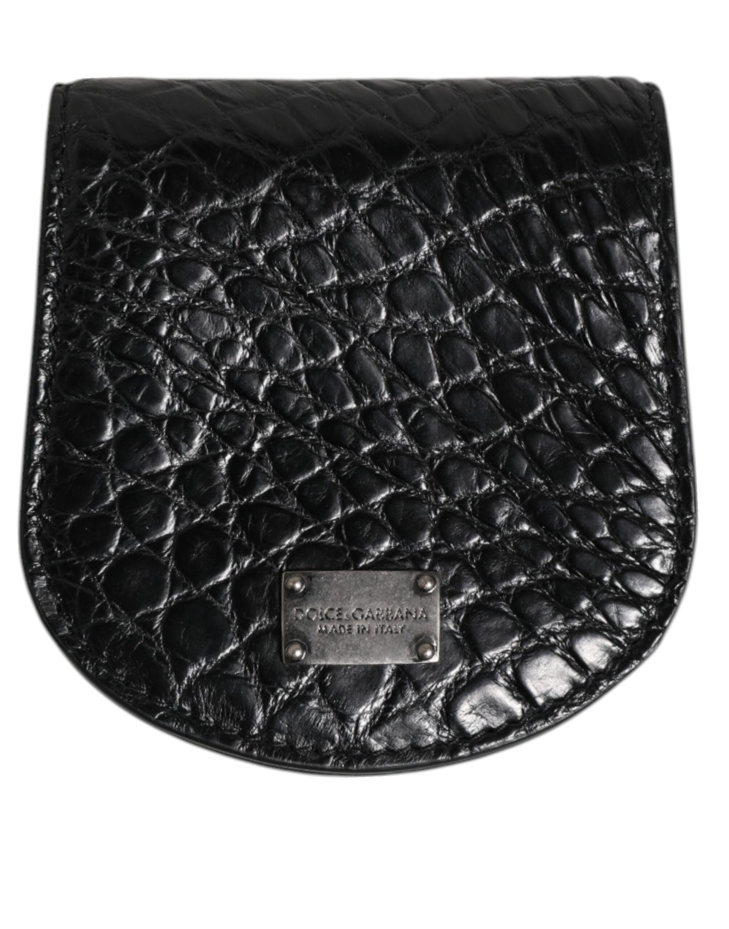 Dolce &amp; Gabbana Black Exotic Skin Coin Condom Case Holder Pocket Wallet